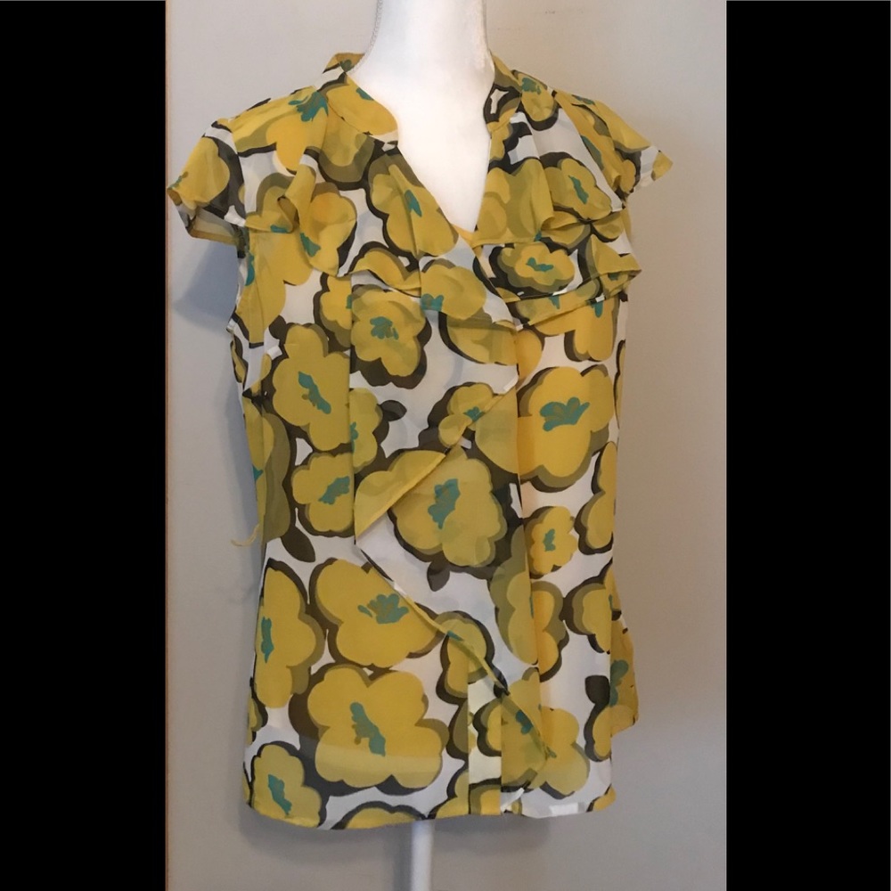 Golden yellow floral blouse w/camisole.